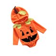 thumbnail image 2 of Douhoow Baby Pumpkin Romper Halloween Long Sleeve Hooded One-piece Jumpsuit, 2 of 9