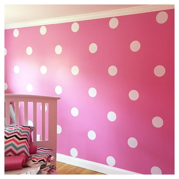 6" Polka Dot Circles Set of 24 Vinyl Wall Decals Circle Stickers Polka Dots Decal Self Adhesive Size: 6x6 each- Color: White