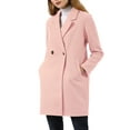 thumbnail image 6 of Allegra K Women's Double Breasted Lapel Raglan Long Sleeve Mid Length Overcoat M Light Pink, 6 of 9