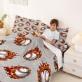 thumbnail image 3 of Castle Fairy Baseball Flame King Sheets 4pcs, Ball Gamer Bedding, Red Orange Gray,1 Fitted Sheet, 1 Flat Sheet and 2 Pillowcases, 3 of 6
