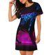 thumbnail image 2 of Balery Futuristic Purple Panther A、 Camisón de manga corta con cuello redondo para mujer, cómodo y elegante., 2 of 6