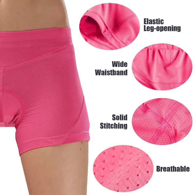 Sponeed Cycling Underwear Shorts for Women 4D Gel Padded Bike Bicycle  Undershorts Pink S