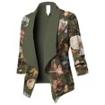 thumbnail image 2 of Sacos y Chaquetas de traje Chaqueta de traje de trabajo de solapa informal con estampado elegante de manga larga para mujer, abrigo, prendas de vestir, ropa informal,temperamento blazer(Verde， XXL), 2 of 3
