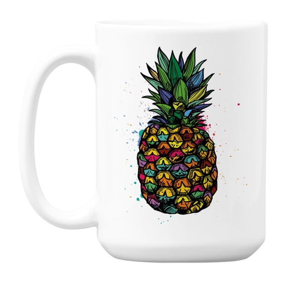 Psychedelic Hippie Pineapple Coffee & Tea Mug, 15oz, White Ceramic