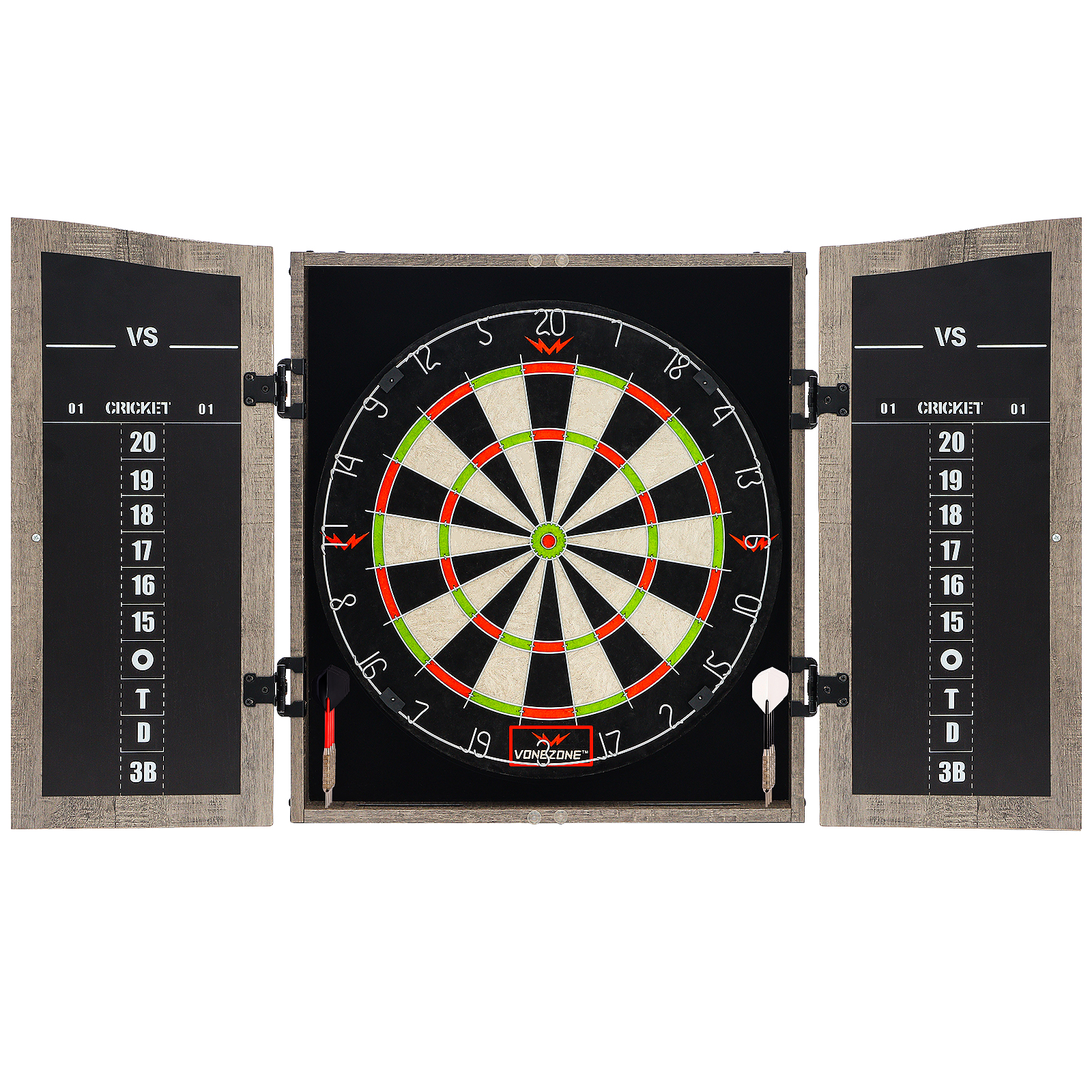 Dartboard Cabinet Set - Dart boards for Adults Easy Assembly Magnetic Dartboard Scoreboard - Play Immediately - 6 Dart Chalk Set For Home Game Bar Accessories, Gray VONEZONE Dartboard Cabinet