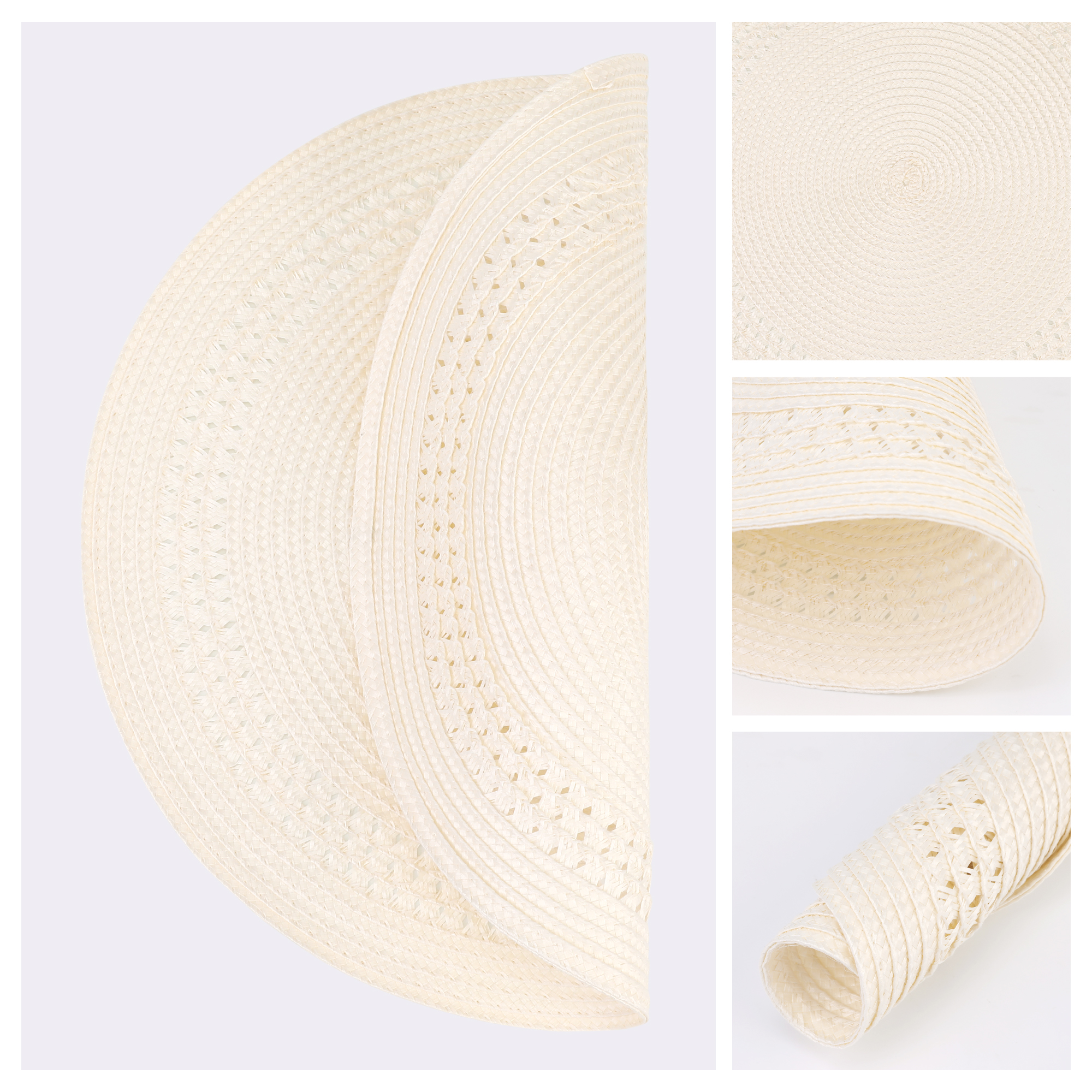 Unique Bargains Farmhouse Round Placemats Set of 6 Woven Placemats Beige