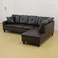 thumbnail image 2 of Hommoo Faux Leather L-Shaped Sectional Sofa, Modern 4-Seat Couches and Sofas Set, Living Room Furniture Sets for Home& Office, Brown(No Ottomans), 2 of 8