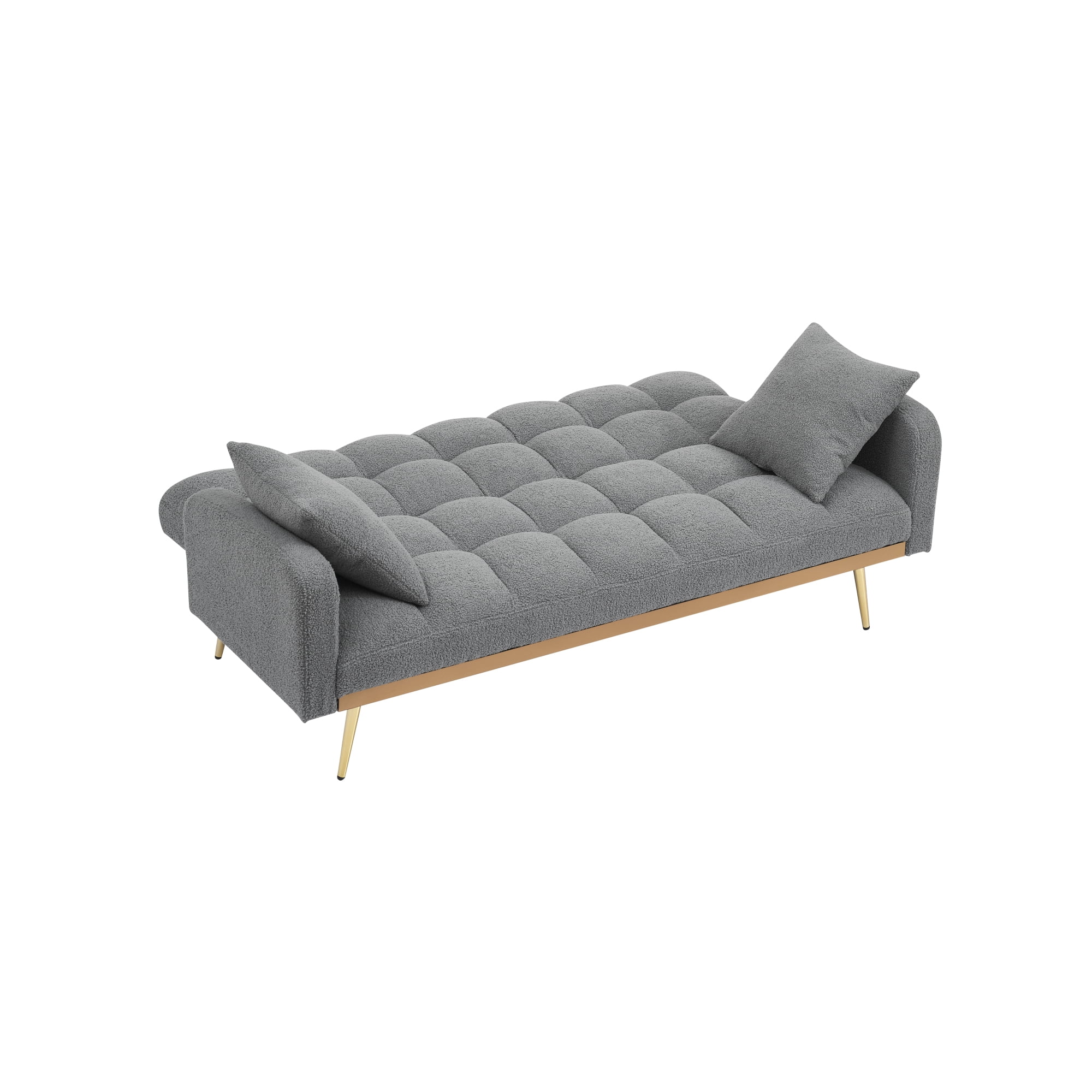 Convertible Futon Sofa Bed,69 Inch Modern Teddy Loveseat Sofa Couch with Adjustable Backrest for Small Space,Living Room,Gray