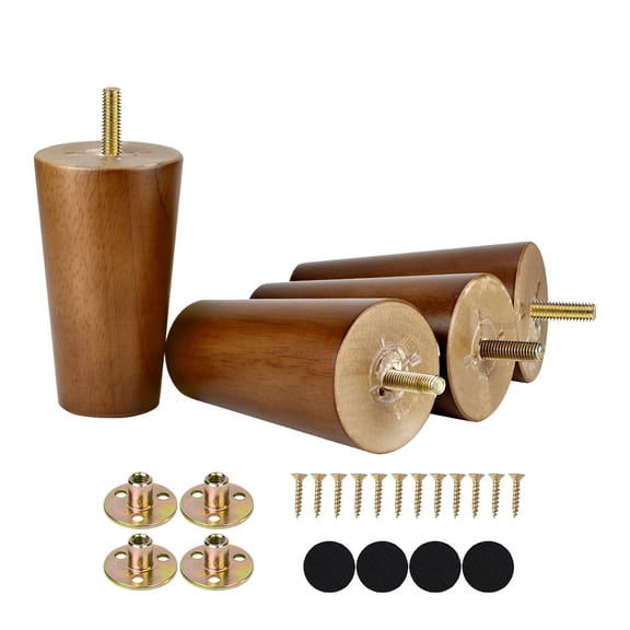 Wood Furniture Legs Replacement Feet for Cabinet Couch Chair Sofa Legs Mid Century Predrilled M8 Bolt with Mounting Nuts and Screws