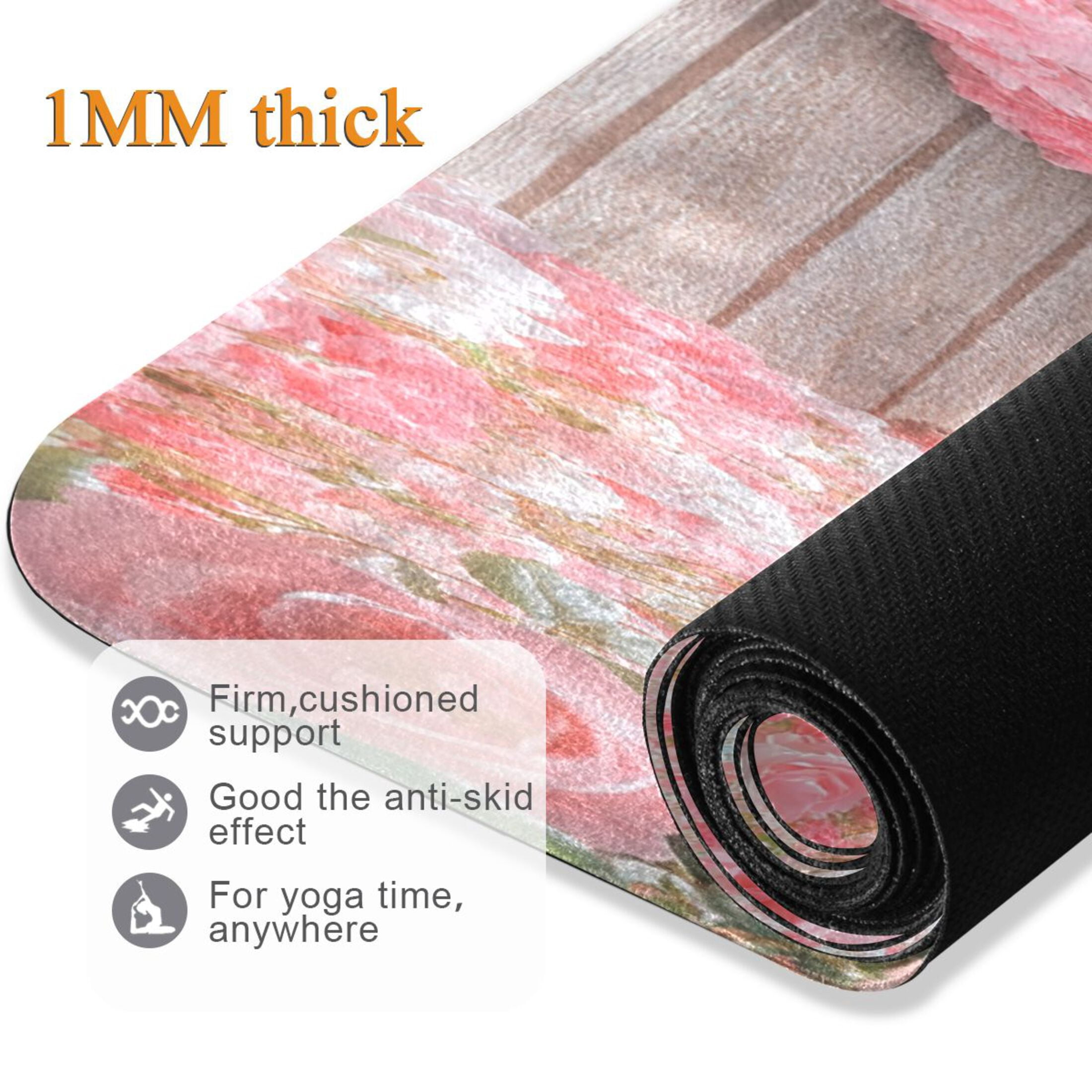 BZSMCE Yoga Mat Women Pink Rose Garden Fitness Mat