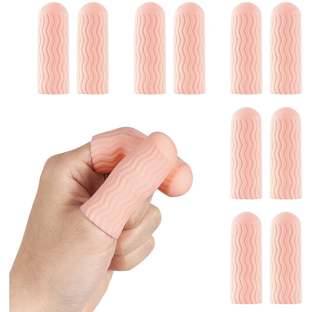 6 PCS Finger Cots - Protectores de dedos Guantes de gel para dedos Cubre mangas de dedos Protectores para piel agrietada, dedo en gatillo y más, tamaño grande