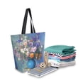 thumbnail image 2 of Open Top Canvas Tote Bag with Zipper Reusable Shopping Bag 13.5x15" Roomy Carryall Vintage Style Vase, 2 of 9