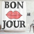 thumbnail image 1 of Ambesonne Lifestyle Shower Curtain, Vintage Bon Jour Words, 69"Wx84"L, Black Red, 1 of 3