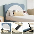 thumbnail image 6 of IdealHouse Full Size Princess Bed Frame - Adjustable Scallop Headboard, Velvet Upholstered, No Box Spring Needed, Blue + White, 6 of 7