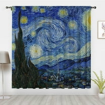 Starry Night Curtains Vincent Van Gogh Starry Night Curtains Over the Rhone 1 Curtain Bedroom Blackout Curtains (Rod Bag)