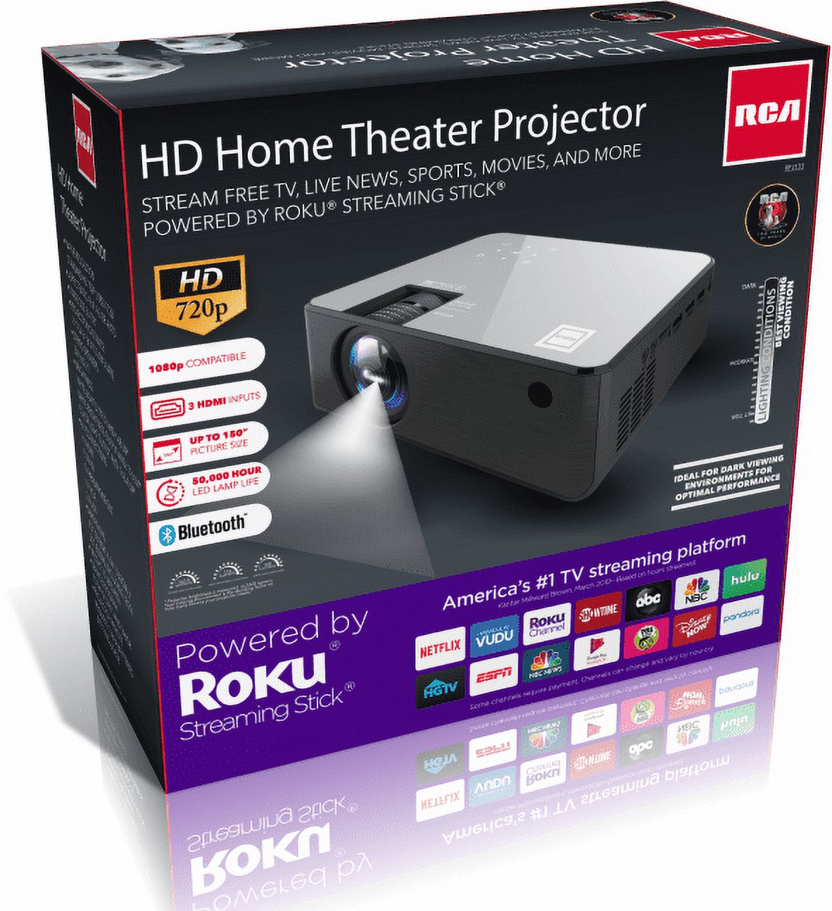 RCA 720p Smart Wi-Fi Home Theater Projector w/ Roku Stick - image 8 of 10