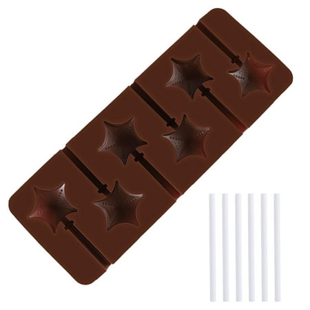 

6 Slots Lollipop Mold Chocolate Candy Sugar Jelloy Loving Heart Stars Shaped Mould Baking Supplies