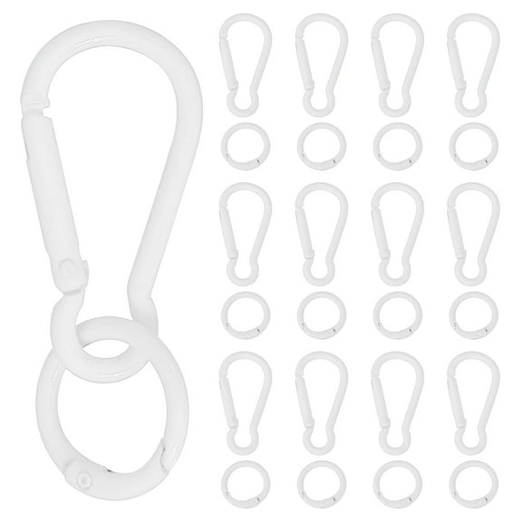 Uxcell 20 Pcs Spring Snap Clip, Spring Snap Key Chain Hook with O Ring, Multipurpose Candy Color Quick Link Keychain Clips Buckle for DIY Lanyard Crafts Camping Backpacking, White