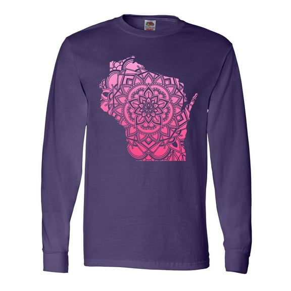 Inktastic Wisconsin Silhouette Mandala Long Sleeve T-Shirt