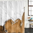 thumbnail image 2 of Brown Marble Crack Shower Curtain, Waterproof Shower Curtains for Bathroom, Modern Abstract Geometric Texture Washable Fabric Bathtub Curtain Set Bath Decor with 12 Hooks Standard 72"x72", 2 of 8