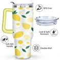 thumbnail image 3 of Cup with Handle and Straws 40 oz Vacuum Insulated Lemon Travel Cup Birthday Present for Women Girls Daughter Mom Gifts for Him/Her Coffee Mugs, 3 of 7