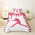 thumbnail image 2 of Erosebridal Pink Dripping Baseball Stitch & Batter Silhouette Graphic Twin Bedding, Sport Graphic Duvet Cover Set for Girls Kids,Luxury Bedroom Decor,2pcs,No Comforter, 2 of 5