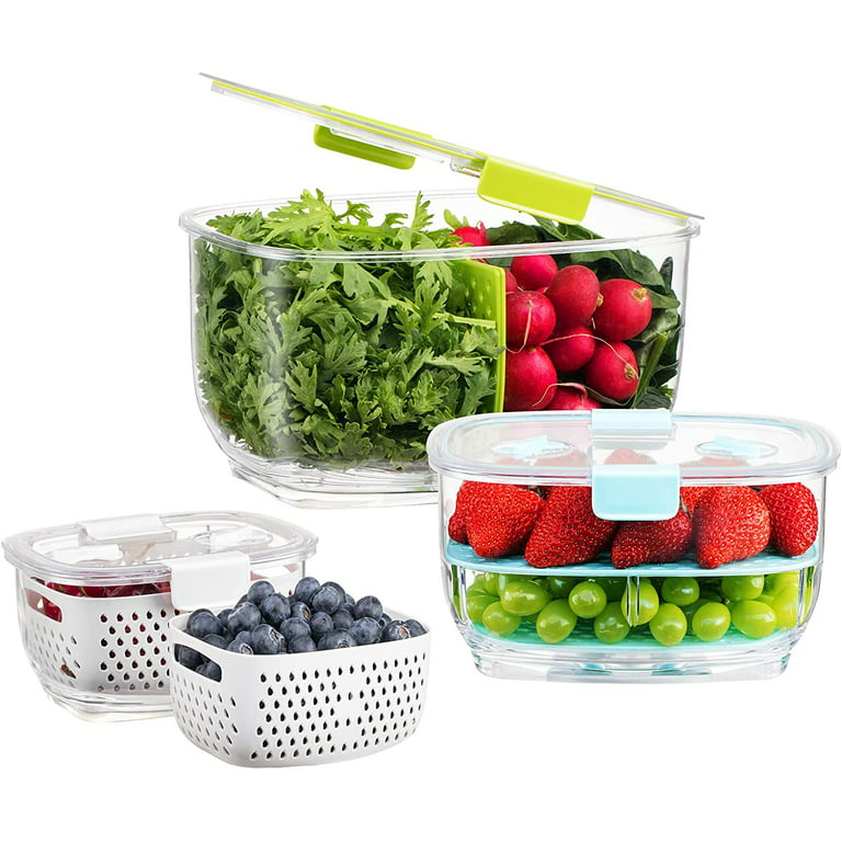 LUXEAR Fruit Vegetable Storage Container, 4 Pack Fresh Containers