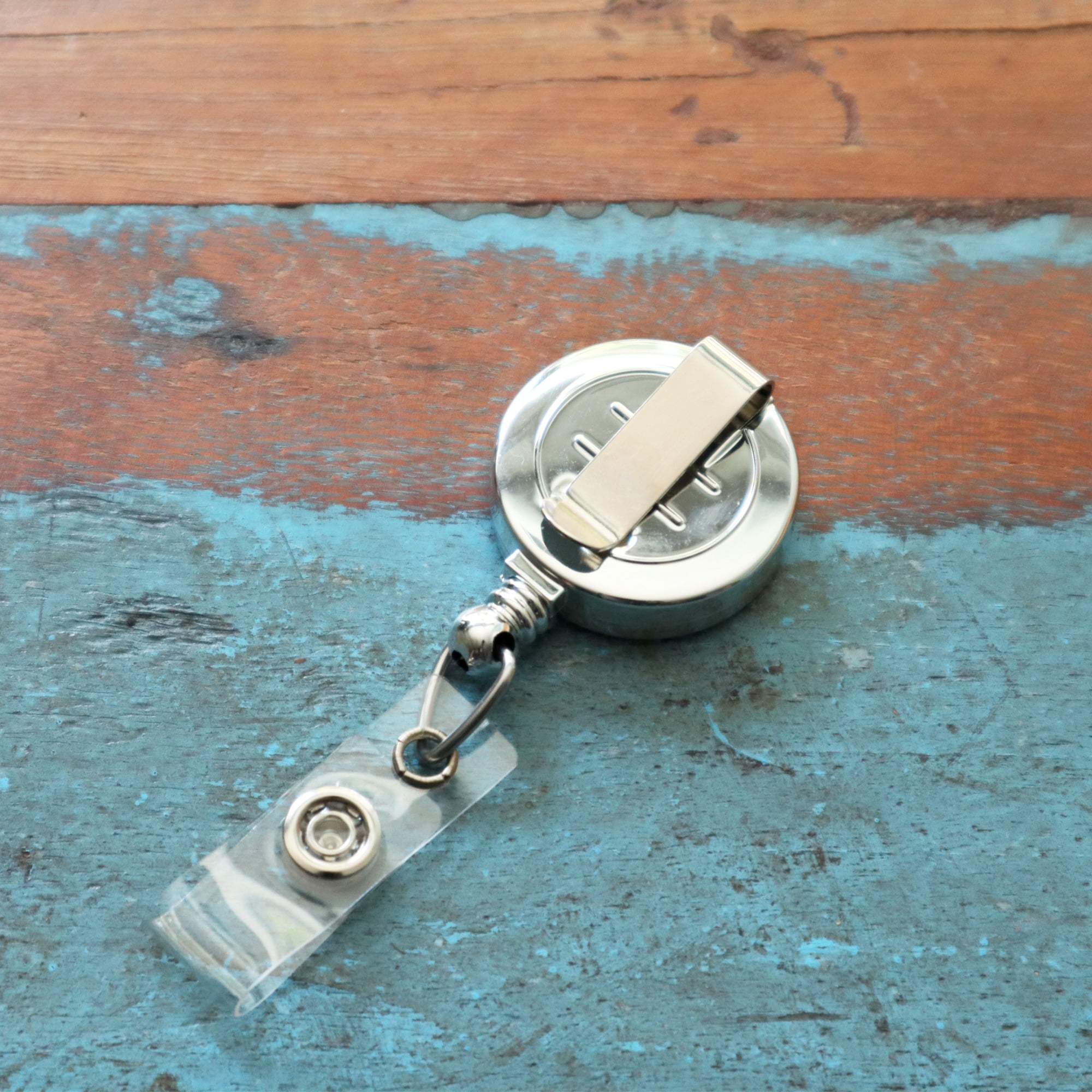 25 Pack - Retractable Badge Reel with Belt Clip - Shiny Metallic Bling Card Extender for Access Card or Key by Specialist ID (Silver)