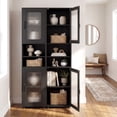 thumbnail image 3 of Giantex Tall Bathroom Storage Cabinet, Freestanding Storage Organizer w/Adjustable Shelf for Small Spaces, Black, 3 of 8