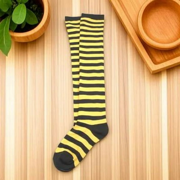 OUNONA 1 Pair of Women's Knee Socks with Yellow and Black for Costume Party and Festival Parties