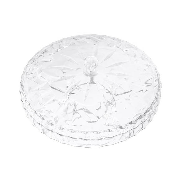 Shoreew Snack Serving Tray with Lid 6 Compartment Plastic Divided Dustproof Easy to Clean Round Food Tray for Dried Fruits