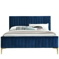 thumbnail image 4 of Omax Decor Julia Wood and Fabric Upholstered Queen Platform Bed in Blue, 4 of 4