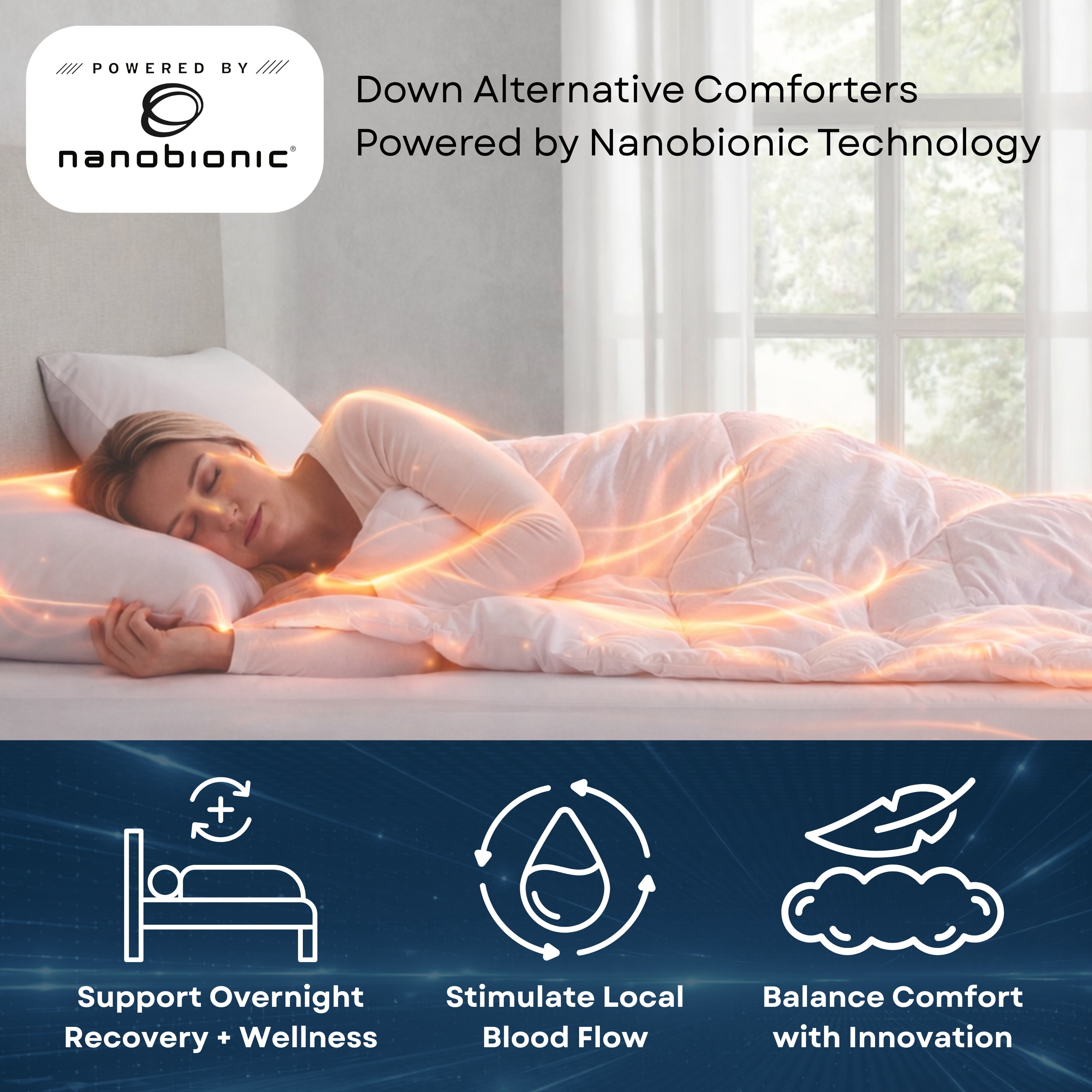 Nanobionic® Embossed Microfiber Down Alternative Queen Comforter in White