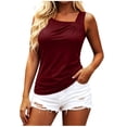 thumbnail image 2 of Ynynloco Women Ruched Sleeveless Square Neck Tank Top Fitted Summer Basic Cami T-Shirts for Sports Wear, 2 of 6