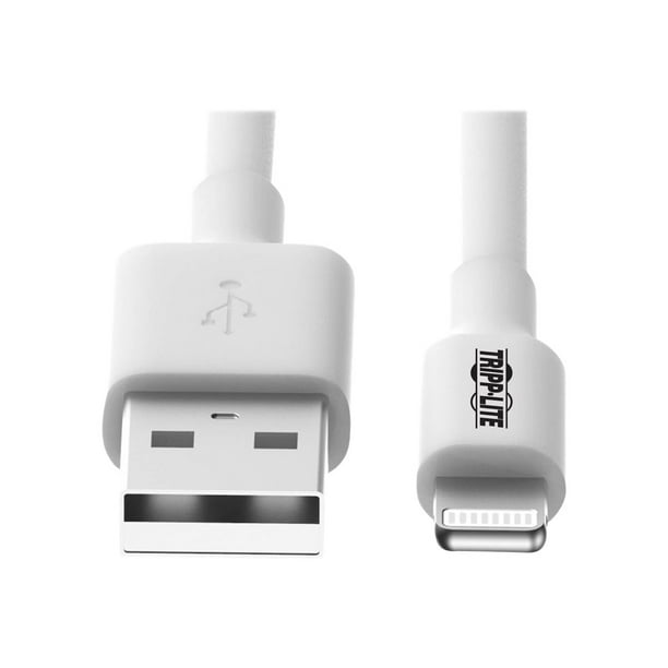 Eaton Tripp Lite Series USB-Lightning A to Sync/Charge Cable (M/M) - MFi Certified, white, 3 ft. (0.9 M) - câble de données / d'alimentation - USB mâle vers Lightning mâle - 3.3 ft - Blanc
