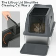 thumbnail image 6 of XL Extra Large Stainless Steel Litter Box with Lid, Metal Cat Litter Boxes for Big Cats Enclosed, Metal Litter Box with Litter Scoop Set, Non-Sticky, Anti-Urine Leakage, Dark Gray, 6 of 7