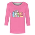 thumbnail image 4 of Xihbxyly Hauts Grande Taille pour Femmes Manches 3/4 T-shirt Imprimé Col Rond de Pâques Manches 3/4 Chandail Col Rond Cadeau de Vacances, 4 of 5