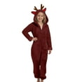 thumbnail image 2 of Elk Christmas Jumpsuits with Deer Hood  Fleece Reindeer Onesie Zip up One Piece Fluffy Soft Warm Rompers Pajamas Fuzzy  Hooded One Piece Onesie Winter Romper Flannel Loungewear Sleepwear,Red,12-13Y, 2 of 6