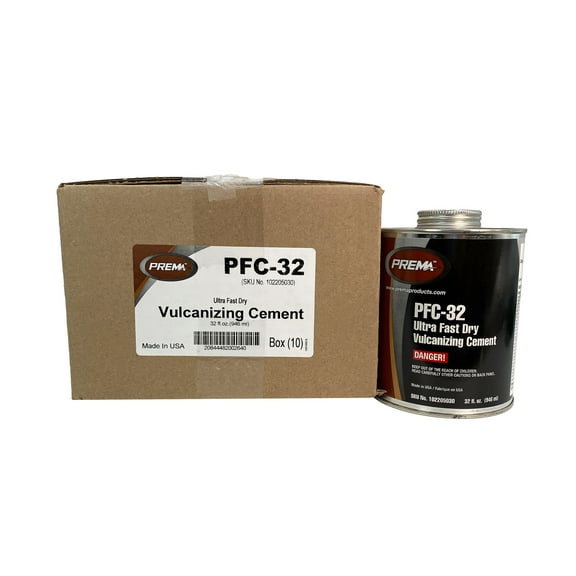 PREMA PFC-32 Ultra Fast Dry Vulcanizing Tire Patch Cement, 32 oz Can - Box of 10