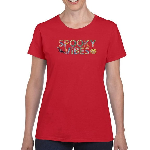 Spooky Vibes. Halloween Quote T-Shirt Women -Image by Shutterstock, Female XX-Large