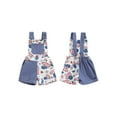 thumbnail image 2 of Douhoow Toddler Girl 4th of July Overalls Shorts Kid Stars Stripes Blue Suspender Jumpsuit with Pockets, 2 of 9