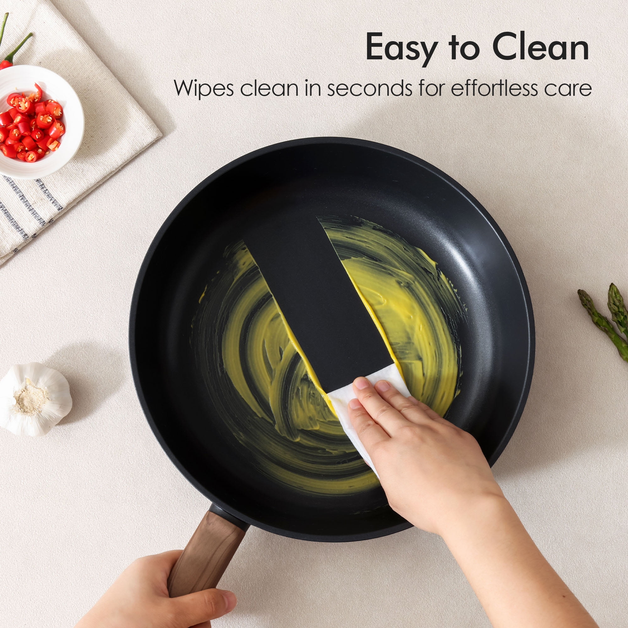 SENSARTE 12 Inch Nonstick Frying Pan Skillet with Lid - Thumbnail 4