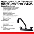 thumbnail image 3 of Llave mezcladora para fregadero de Zinc MEER 8' baja presión, 3 of 7
