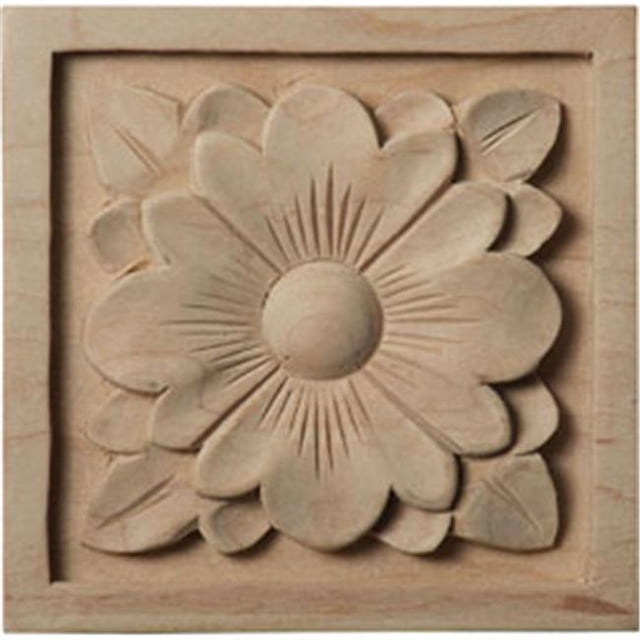 Ekena Millwork ROS03X03DGAL 3,5 Po x 3,5 Po H x 0,75 Po D Rosette de Fleurs de Cornouiller Moyenne - Accent Architectural