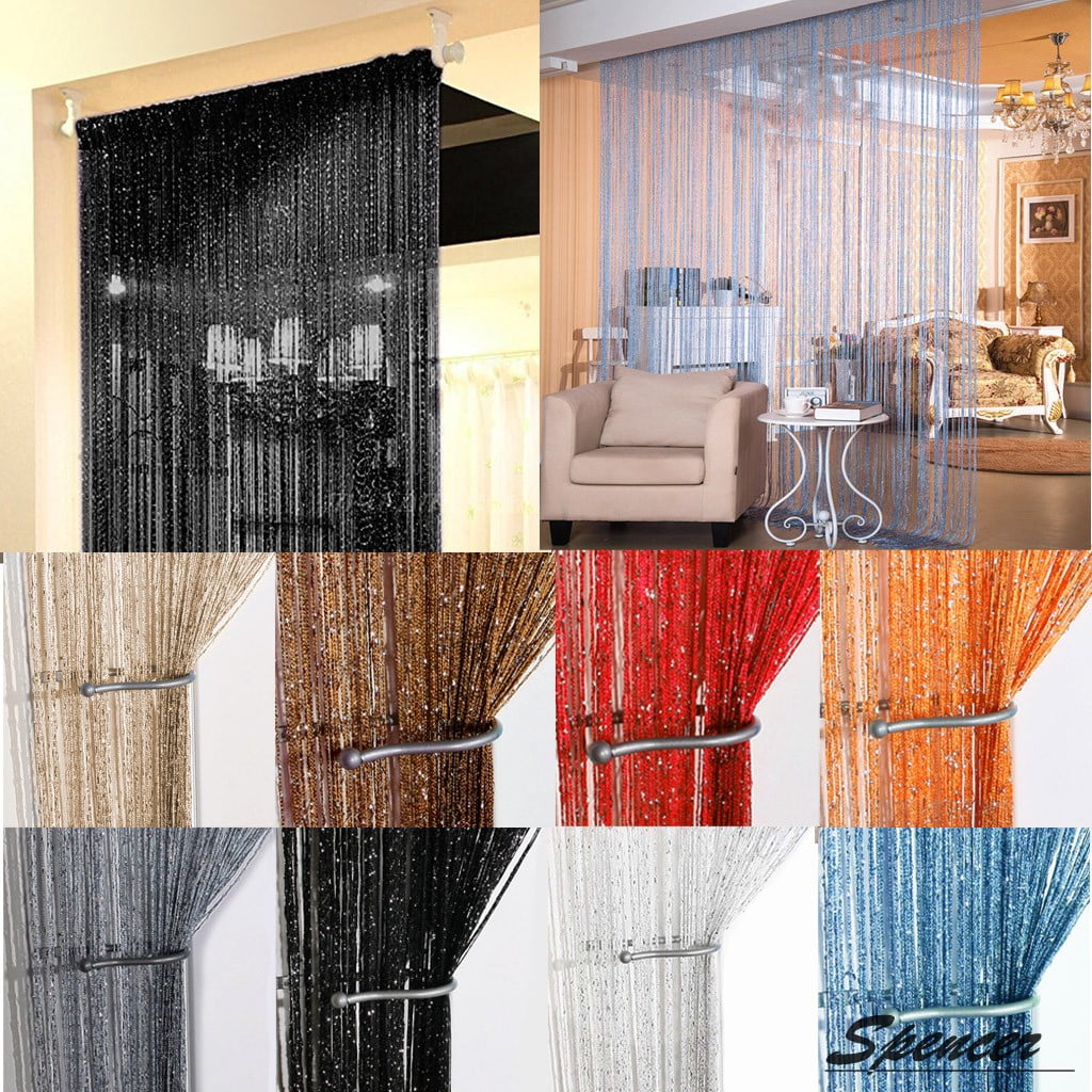 Black Fringe Tassel Window Door Divider Curtain Hanging String