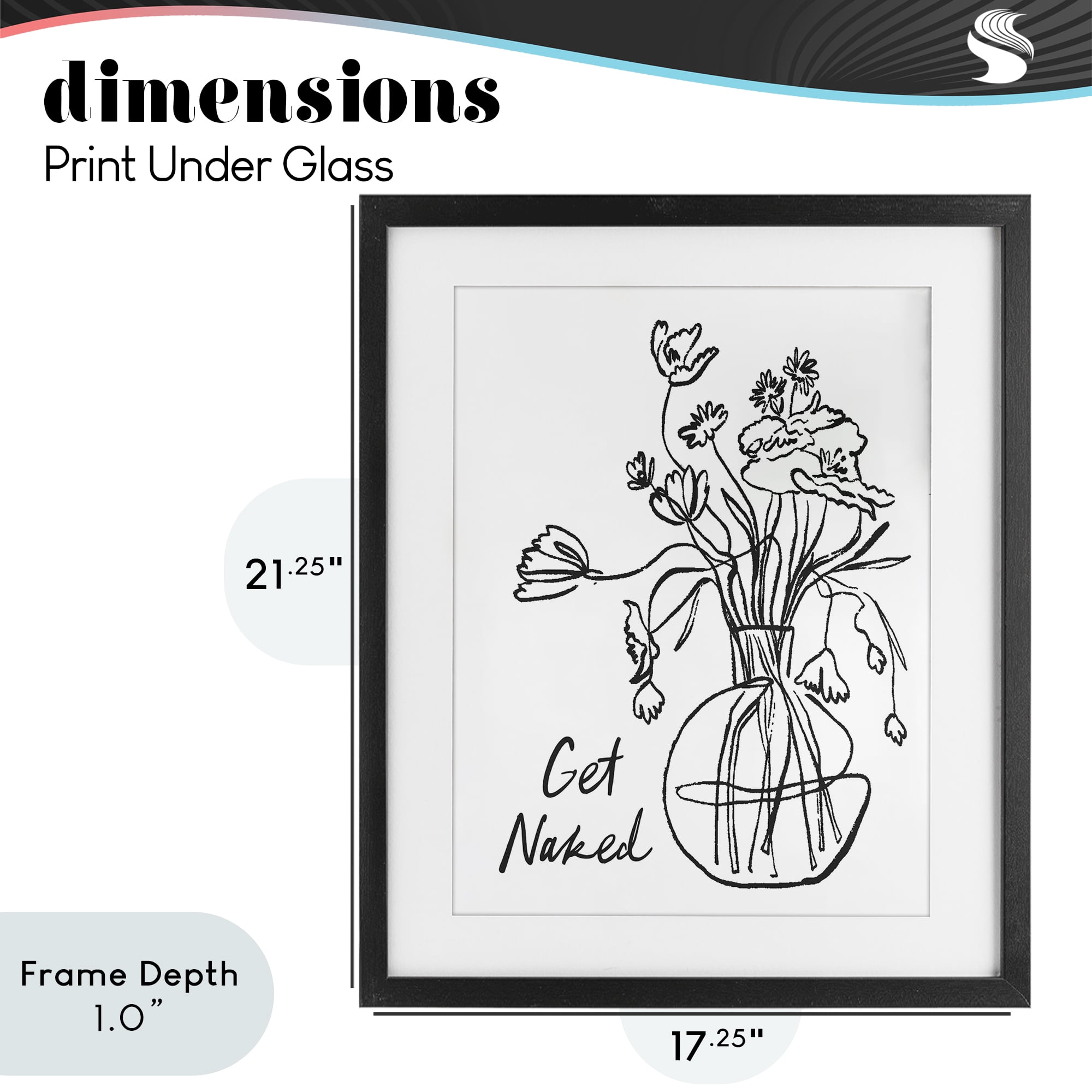 Stupell Industries Get Naked Flower Contour Black Framed Print Under Glass, design by Lettered and Lined