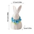 thumbnail image 2 of Ceramic Easter Bunny Figurine White Porcelain Rabbit Statues with Colorful Flowers Small Bunnies Sculpture Modern Art Ornaments for Table Centerpiece, Mantel, Shelf, Home Decor - (D), 2 of 6