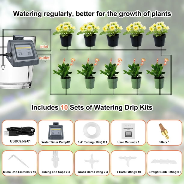 Système d'arrosage automatique Alimentation USB Kit d'irrigation goutte à  goutte automatique Dispositif d'arrosage de plantes de vacances de plantes  en pot d'intérieur