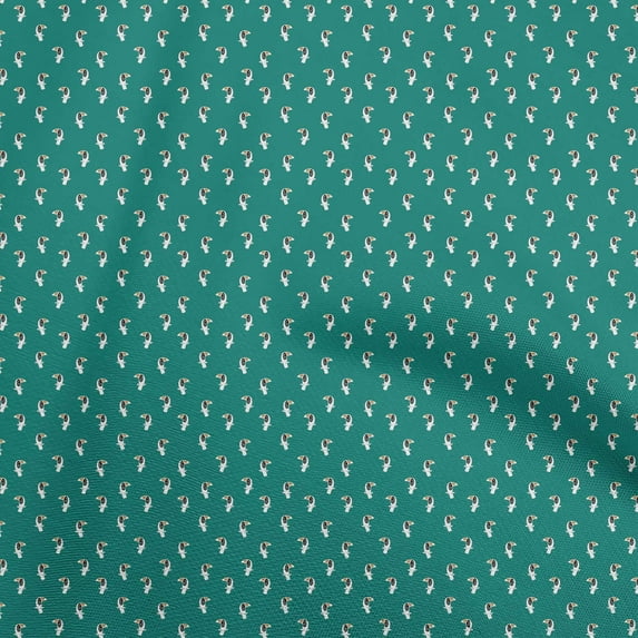 oneOone Silk Tabby Teal Green Fabric Toucan Craft Projects Decor Fabric Printed By The Yard 42 Inch Wide