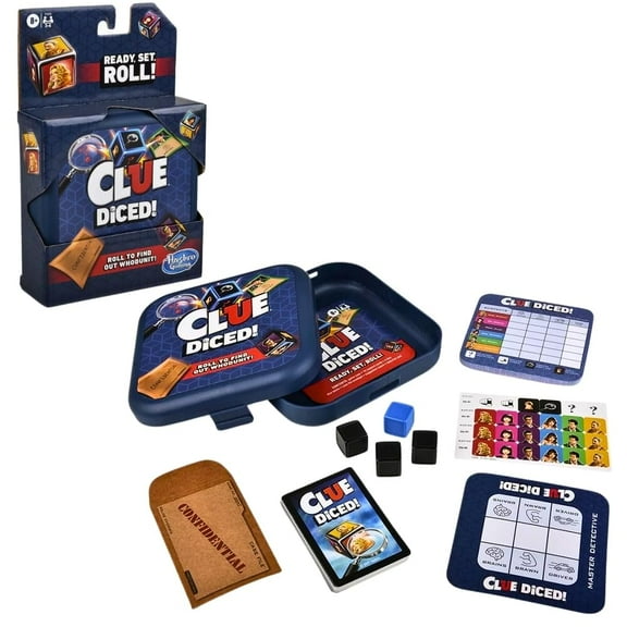 Hasbro Gaming Clue Diced Game, Quick Easy to Learn Dice Game, Portable Travel Game, Mystery Game, Ages 8 and Up E11